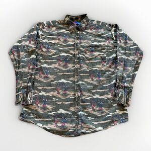 J.G. Brown Shirt Mens L Golf AOP Button Down Casual‎ 90s 80s Preppy